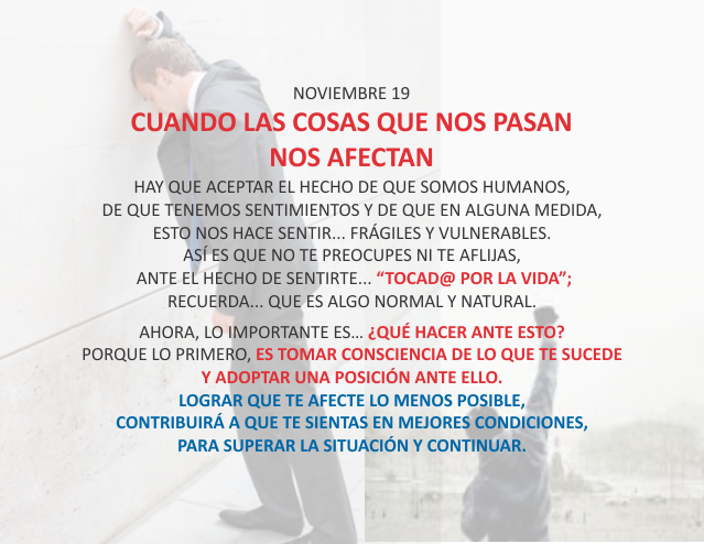 Cuando las cosas que nos pasan nos afectan